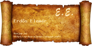 Erdős Elemér névjegykártya